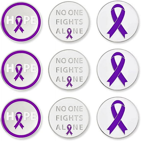 PinMart Purple Ribbon Awareness Bundle Pack of 9 Golf Ball Markers
