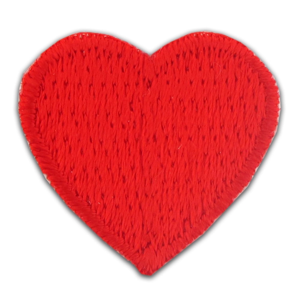 PinMart Red Heart Embroidered Applique Sticker - 25 PACK