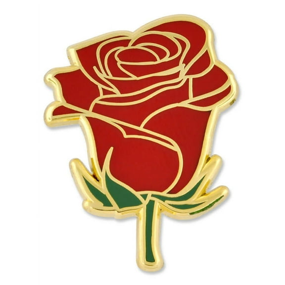 PinMart Red Rose Flower Boutonnière Trendy Enamel Lapel Pin