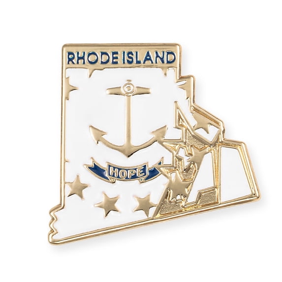 PinMart Rhode Island Shape Flag Enamel Pins – Gold Plated US State Lapel Pins - 5 Pack