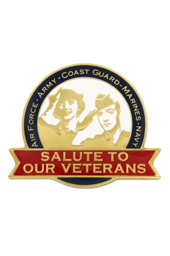 Salute to Our Veterans Man and Woman Lapel Pin-Proud Patriotic USA Flag Enamel Pin