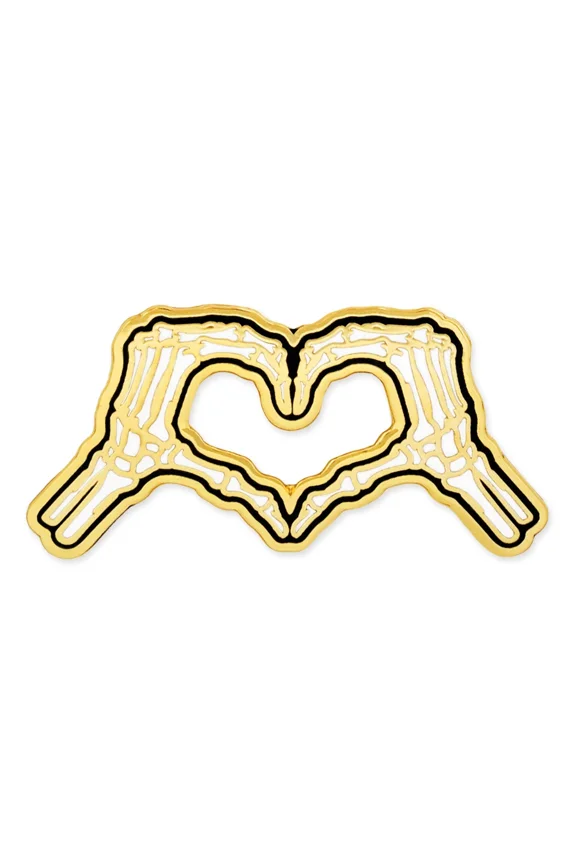 Skeleton Heart Hands Enamel Pin – Goth Pins, Gothic Halloween Spooky, Skeleton Love Horror Lapel Accessory, Emo Punk Style for Backpack, Hat, Bags, Cool Decorative Accessories - 5 Pack