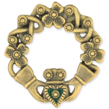 GREEN SHAMROCK 4 LEAF CLOVER LUCKY IRISH RHINESTONE BROOCH PIN ST PATRICKS DAY E