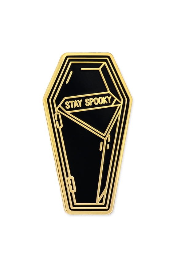 Stay Spooky Coffin Enamel Pin – Goth Pins, Halloween Spooky, Horror Lapel Accessory, Emo Punk Style for Backpack, Hat, Bags, Cool Decorative Gothic Accessories - 10 Pack