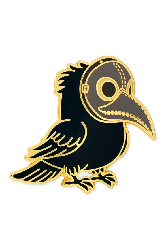 Steampunk Raven Enamel Pin – Goth Pins, Gothic Halloween Spooky, Horror Lapel Accessory, Emo Punk Style for Backpack, Hat, Bags, Cool Decorative Dark Bird Accessories - 5 Pack