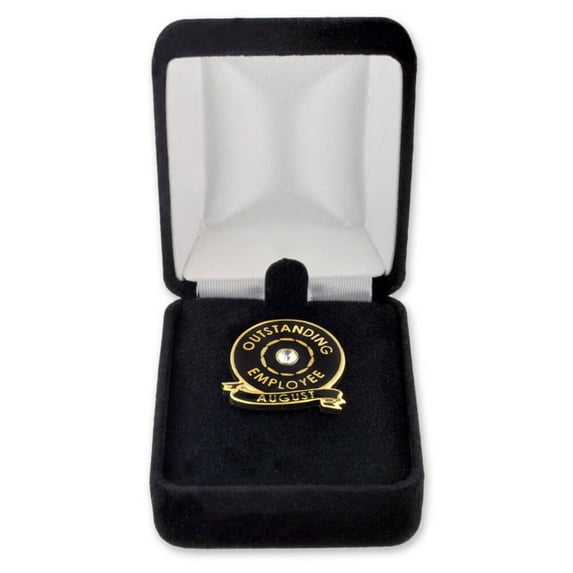 PinMart Velour Jewelry Lapel Pin Gift Box - Made in USA - Black Presentational Boxes for Award Ceremonies and Employee Recognition
