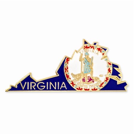 PinMart Virginia Shape Flag Enamel Pins – Gold Plated US State Lapel Pins - 50 Pack
