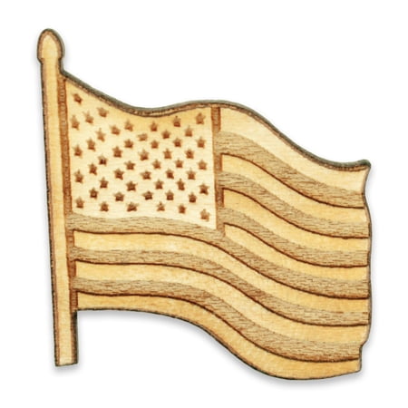 PinMart Waving American Flag Wood Pin
