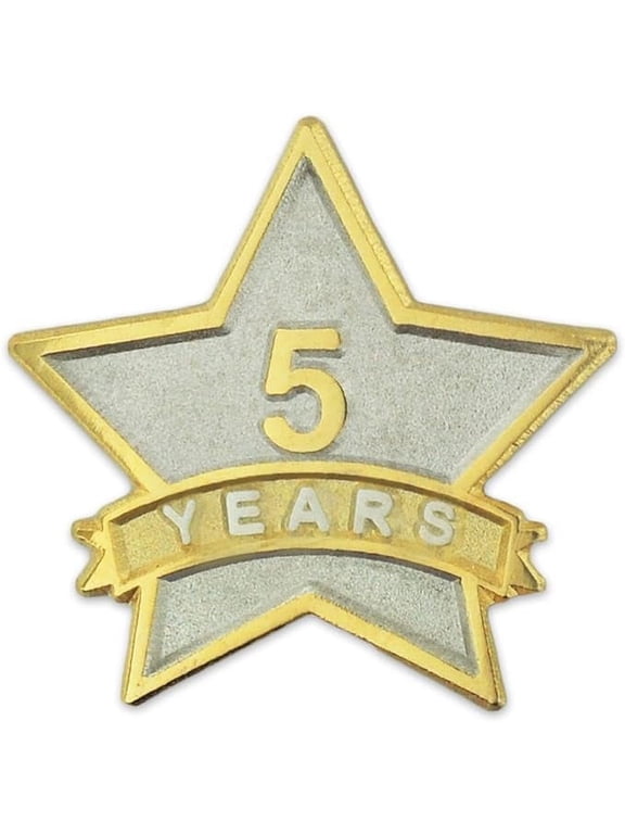 Year Service Award STAR Lapel Pin – Gold- & Silver-Plated Metal Workplace Reward Pin – 1-30 Years of Service Star Pins for Long Standing Employees or Volunteers