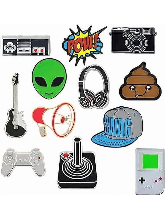 's 12 Pieces Gamer Enamel Pins Set Teen Lapel Pins - Collectible Pin Set for Backpacks or Hats