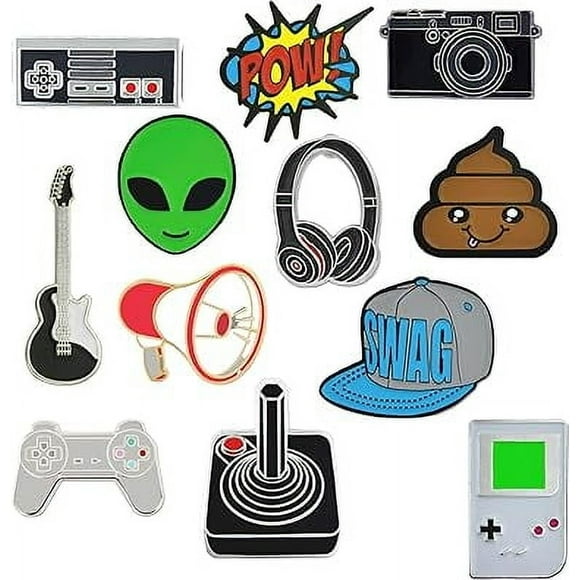 PinMart's 12 Pieces Gamer Enamel Pins Set Teen Lapel Pins - Collectible Pin Set for Backpacks or Hats