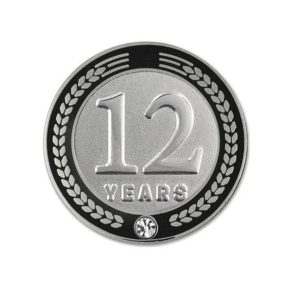 PinMart's 12 Years of Service Award Employee Recognition Gift Lapel Pin - Black