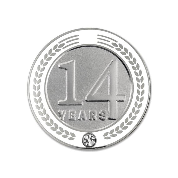 PinMart's 14 Years of Service Award Employee Recognition Gift Lapel Pin - White