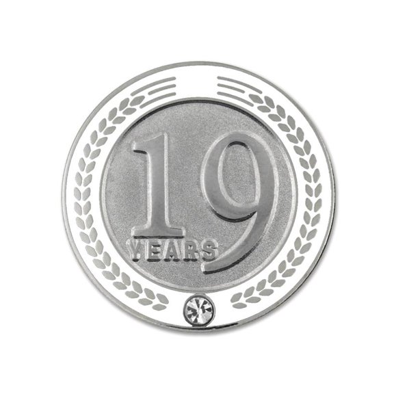 PinMart's 19 Years of Service Award Employee Recognition Gift Lapel Pin - White