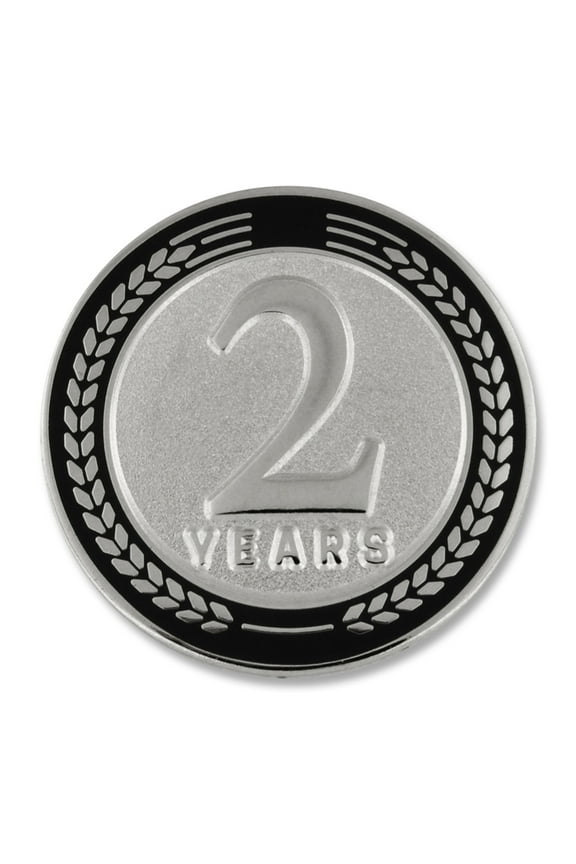 's 2 Years of Service Award Employee Recognition Gift Lapel Pin - Black