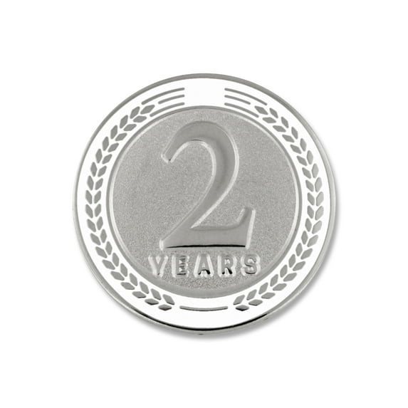 PinMart's 2 Years of Service Award Employee Recognition Gift Lapel Pin - White