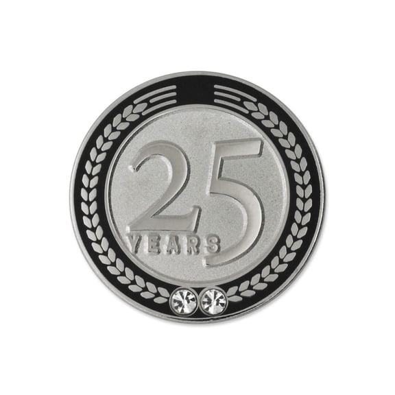 PinMart's 25 Years of Service Award Employee Recognition Gift Lapel Pin - Black