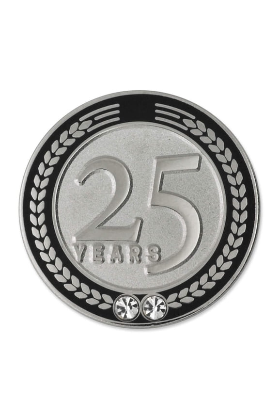's 25 Years of Service Award Employee Recognition Gift Lapel Pin - Black
