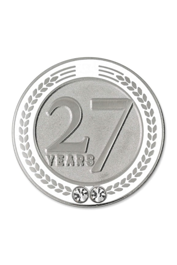 's 27 Years of Service Award Employee Recognition Gift Lapel Pin - White