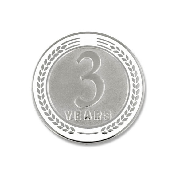 PinMart's 3 Years of Service Award Employee Recognition Gift Lapel Pin - White