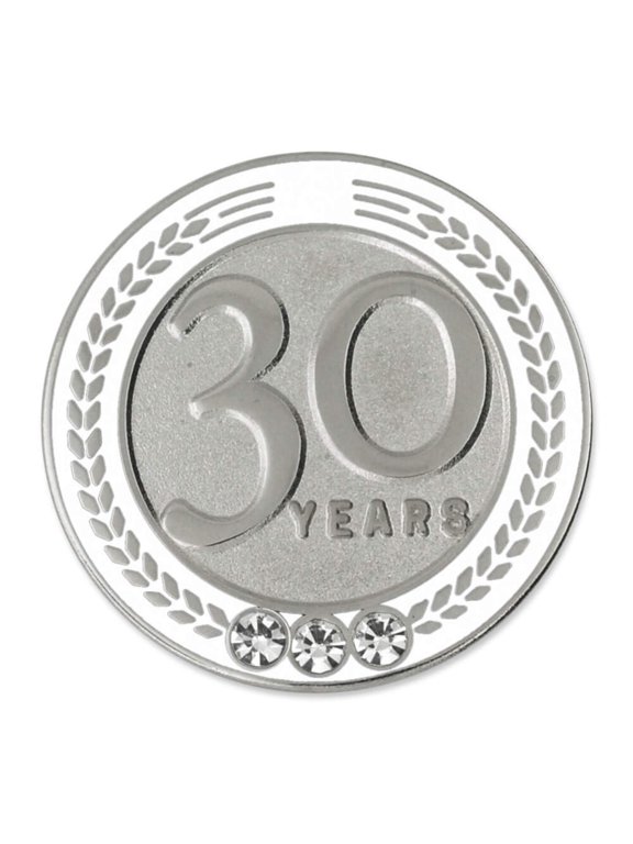 's 30 Years of Service Award Employee Recognition Gift Lapel Pin - White