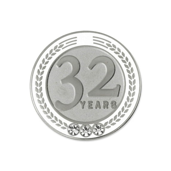 PinMart's 32 Years of Service Award Employee Recognition Gift Lapel Pin - White