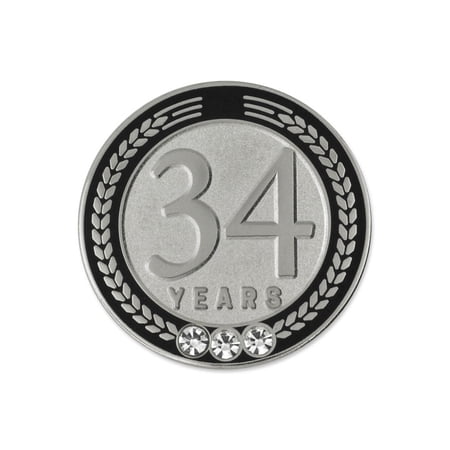PinMart's 34 Years of Service Award Employee Recognition Gift Lapel Pin - Black