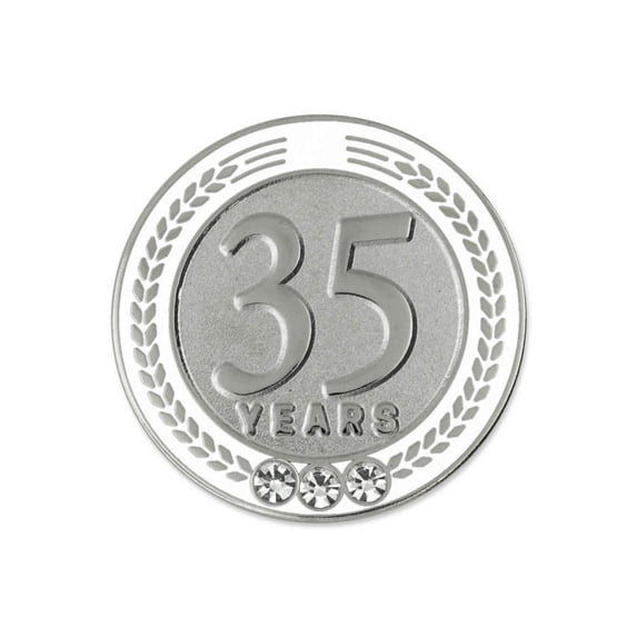 PinMart's 35 Years of Service Award Employee Recognition Gift Lapel Pin - White