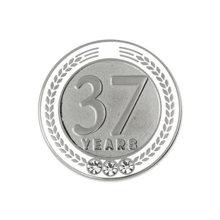 PinMart's 37 Years of Service Award Employee Recognition Gift Lapel Pin - White