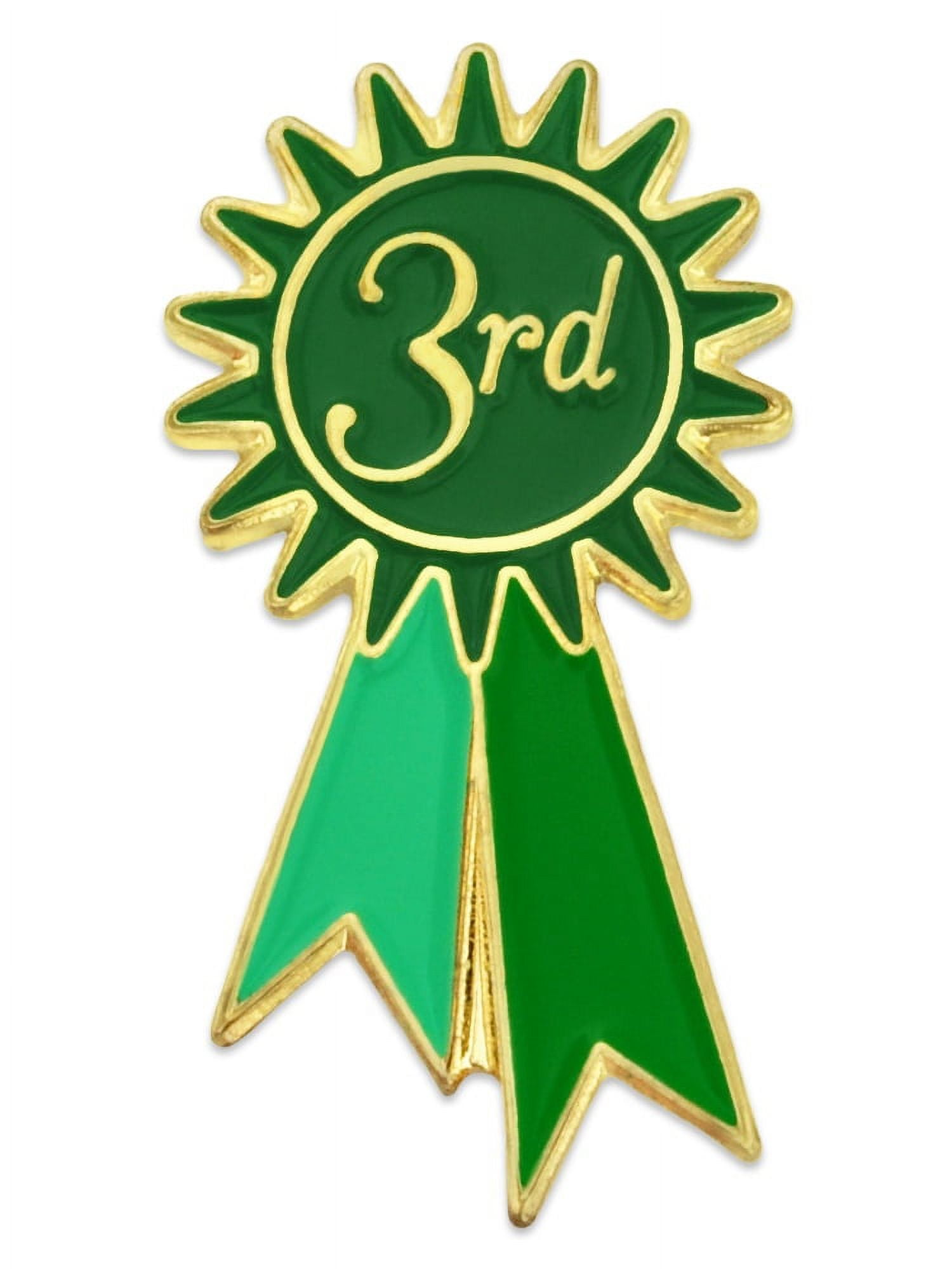 PinMart's 3rd Place Prize Green Ribbon Enamel Lapel Pin 
