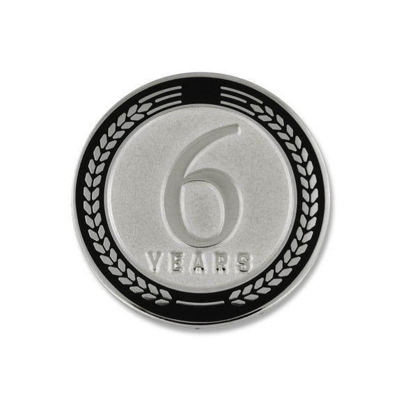 PinMart's 6 Years of Service Award Employee Recognition Gift Lapel Pin - Black