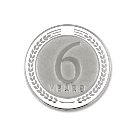 PinMart's 6 Years of Service Award Employee Recognition Gift Lapel Pin - White