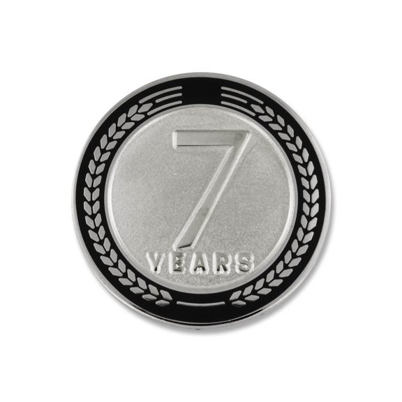 PinMart's 7 Years of Service Award Employee Recognition Gift Lapel Pin - Black