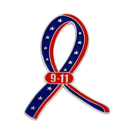 PinMart's 9/11 September 11th Awareness Ribbon Patriotic Enamel Lapel Pin