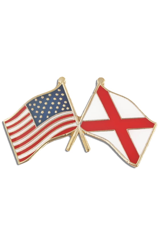 's Alabama and USA Crossed Friendship Flag Enamel Lapel Pin