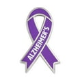 thumbnail image 1 of PinMart's Alzheimer's Purple Awareness Ribbon Enamel Lapel Pin - 10 Pack, 1 of 4