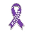 thumbnail image 1 of PinMart's Alzheimer's Purple Awareness Ribbon Enamel Lapel Pin - 25 Pack, 1 of 4