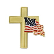 PinMart's American Flag Gold Cross Religious Military Patriotic Lapel Pin