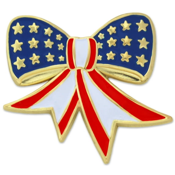 PinMart's American Flag Patriotic Bow Fourth of July Enamel Lapel Pin