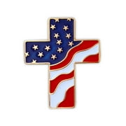 PinMart's American Flag Patriotic Cross Religious Jewelry Enamel Lapel Pin