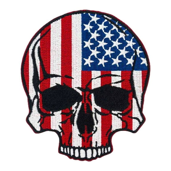 PinMart's American Flag Skull Embroidered Iron-On Patch - 5 Pack