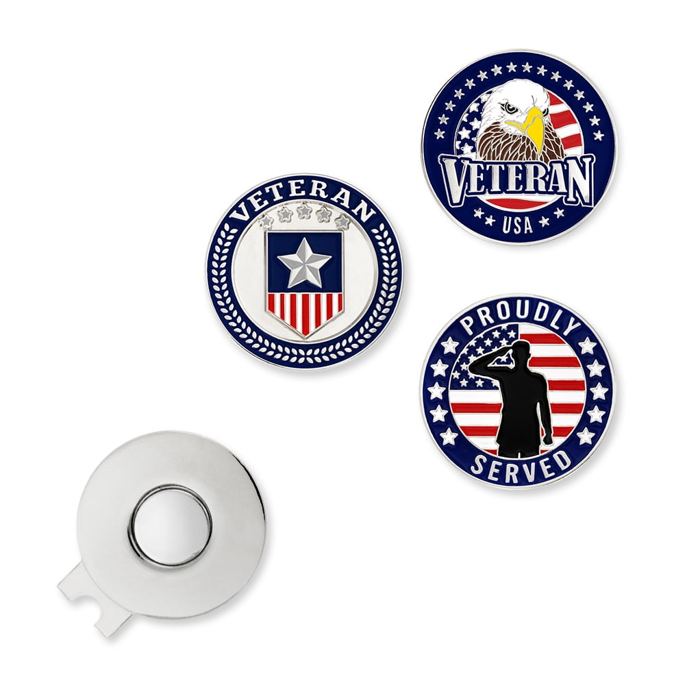 PinMart’s American Veteran 3 Pack Ball Markers and Hat Clip