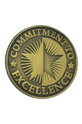 's Antique Bronze Commitment To Excellence Round Corporate Lapel Pin