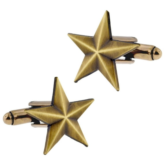 PinMart's Antique Gold Star Vintage Military Style Cuff Link Set