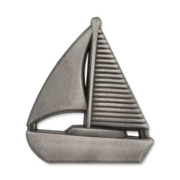 PinMart's Antique Silver 3D Nautical Sailboat Lapel Pin