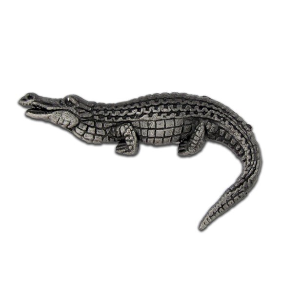 PinMart's Antique Silver Alligator Zoo Animal Lover Lapel Pin