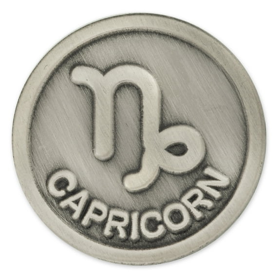 PinMart's Antique Silver Capricorn Zodiac Goat Symbol Lapel Pin