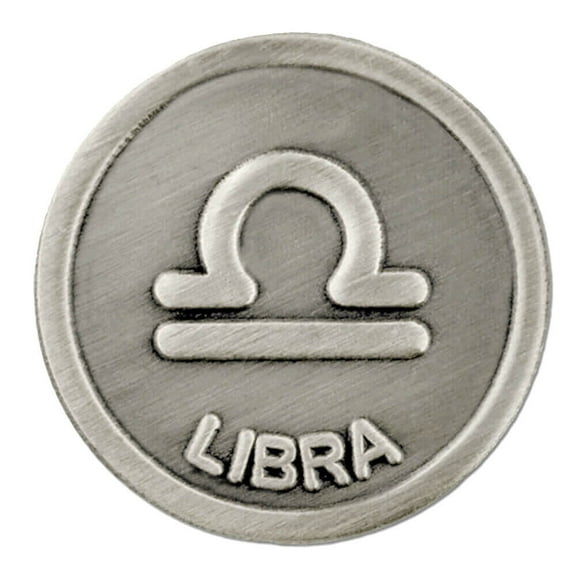 PinMart's Antique Silver Libra Zodiac Scales Symbol Lapel Pin