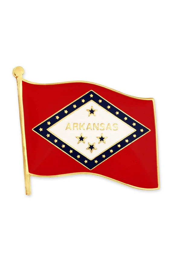's Arkansas US State Flag AR Red Enamel Lapel Pin - 5 Pack