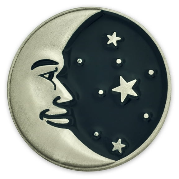 PinMart's Astrology Moon Face and Stars Enamel Lapel Pin